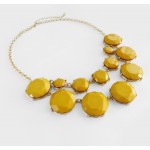 Mustard Yellow Marble Stone Bauble Box Necklace